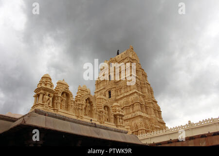 The prominent Virupaksha Temple (still in use) of Hampi. Taken in India, August 2018. Stock Photo