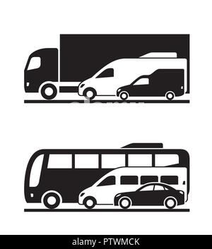 Freight and passenger transport on the road - veector illustration Stock Vector