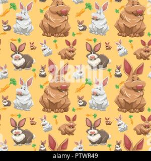 Diffrent rabbit o seamless wallpaper illustration Stock Vector