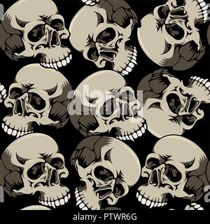 Abstract seamless background with skulls Stock Vector