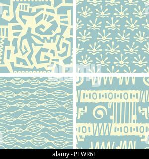 Abstract vector seamless patterns. Hand drawn backgrounds. Use for fabric design, pattern fills, web page background Stock Vector