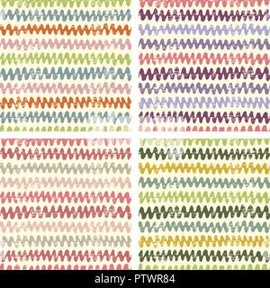 Set of abstract wave backgrounds. Hand drawn painted ethnic seamless pattern with grunge effect. African tribal traditional pattern. Use for wallpaper Stock Vector