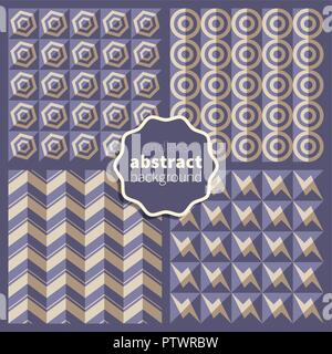 Set of trendy seamless patterns.  Abstract vector wallpaper. Geometric backgrounds for your business. Use for fabric design, pattern fills, web page b Stock Vector
