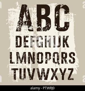 Vector alphabet with grunge effect. Uppercase Stock Vector