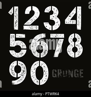 Stencil-plate numbers with grunge effect Stock Vector