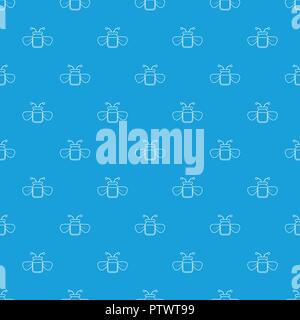 Jar of bee honey pattern vector seamless blue Stock Vector