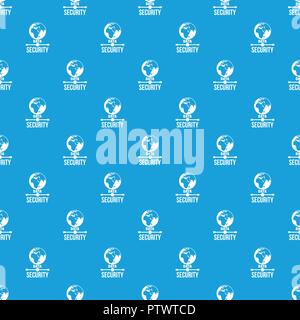 Global data security pattern vector seamless blue Stock Vector