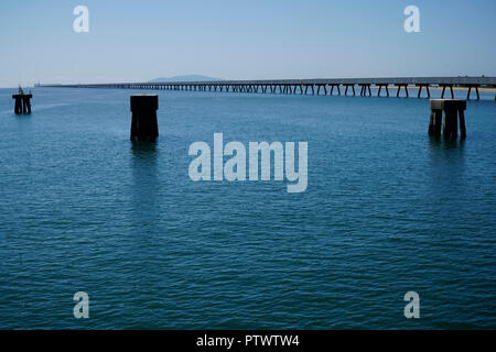 Lucinda is noted for its 6 km-long sugar jetty, the world's largest bulk sugar loading facility Stock Photo