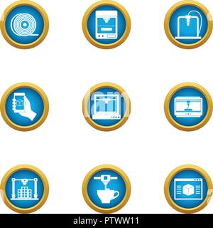 Face photo icons set, flat style Stock Vector