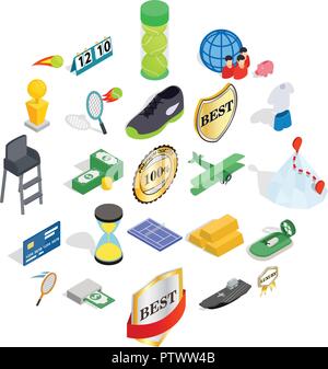 Compensation icons set, isometric style Stock Vector