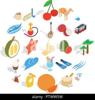 Ankara icons set, isometric style Stock Vector