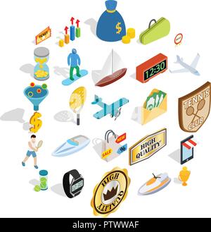 Receiving a reward icons set, isometric style Stock Vector