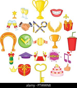 Scholarship icons set, cartoon style Stock Vector