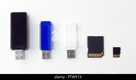 Set of flash drives on a white background Stock Photo