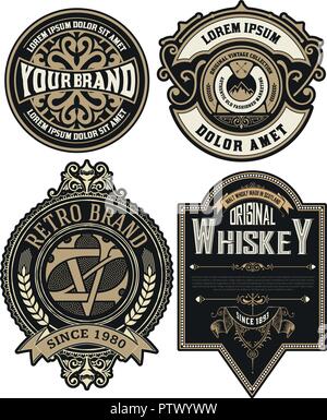 Set of 4 labels or badges for packing Stock Vector
