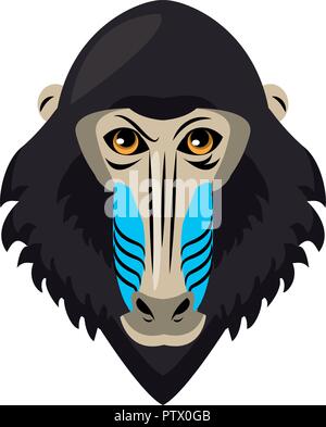 Mandrill face cool sketch vector illustration graphic design Stock Vector