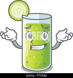 Grinning cucumber juice in a cartoon glass Stock Vector