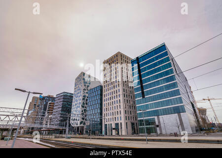 Oslo Norway, city skyline at business district and Bercode Project Stock Photo