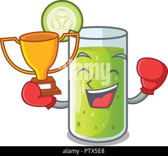 Boxing winner sweet cucumber juice isolated on mascot Stock Vector