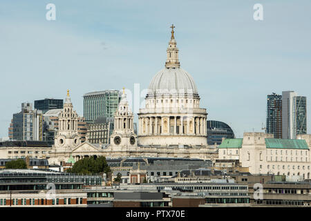 St Paul's Cathedral and the London skyline as seen from the Oxo Tower viewing gallery, London, UK Stock Photo