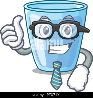 Businessman fresh water glass in table cartoon Stock Vector