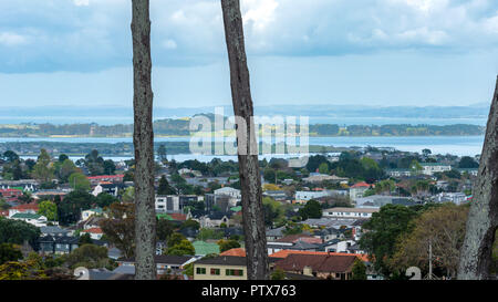 A view of Ohehunga suburb with the Mangere inlet in the background in New Zealand Stock Photo