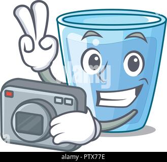 Photographer water glass isolated on the mascot Stock Vector