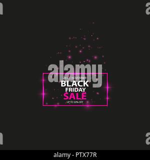 Vector glowing magic square frame black friday sale Stock Vector