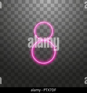 Alphabets Number 8 eight of blue neon on transparent background. Illustration vector Stock Vector