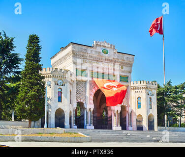 Arched monumental at main entrance gate of Istanbul University. Istanbul, Turkey. Stock Photo