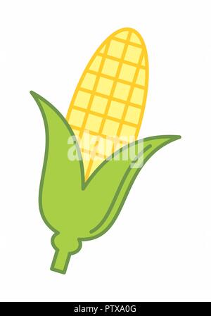 Colorful illustration of a corn cob isolated on white background Stock Vector
