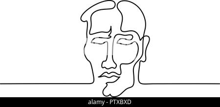 Continuous one line drawing. Abstract portrait of young man. Vector illustration Stock Vector