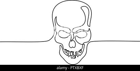 Continuous one line drawing. Abstract human skull. Vector illustration Stock Vector