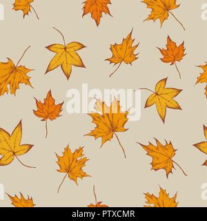 Vector seamless pattern of autumn pattern. Hand drawn vector illustration Stock Vector