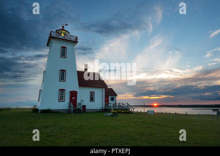 Wood Islands lighthouse in Prince Edward Island, Canada at sunset Stock Photo