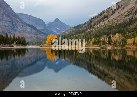 Pray Lake in autumn, Glacier National Park, Montana Stock Photo