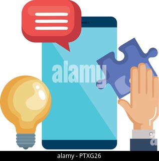 smartphone with solution icons vector illustration design Stock Vector