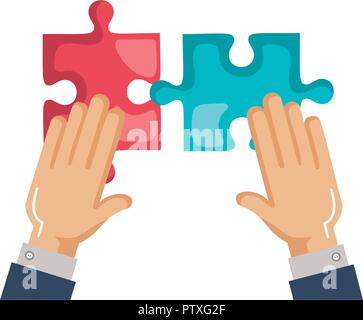 hands with puzzle pieces Stock Vector