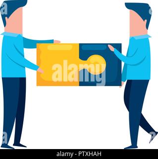 teamworkers with puzzle pieces game Stock Vector Image & Art - Alamy