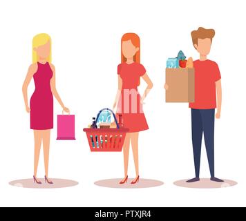 group of young people shopping characters Stock Vector