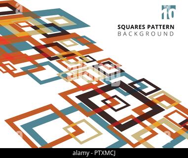 Abstract squares border colorful random composition perspective on white background. Vector illustration Stock Vector