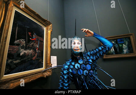 Jan Dutler 'The Foreigner' from the current Cirque du Soleil show OVO during a visit to the National Gallery of Ireland to view the Gallery's exhibition Circus250: Art of the Show. Stock Photo