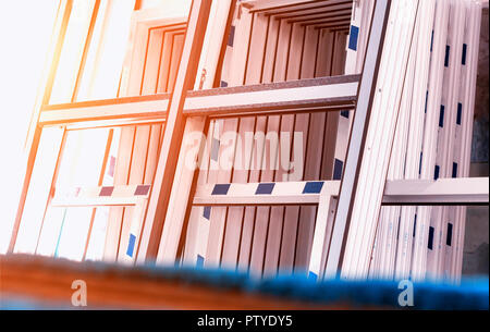 Production of pvc windows, large pvc frames, sun, window frame, pvc Stock Photo