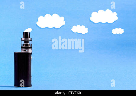 vape on a blue background with clouds painted out of it Stock Photo