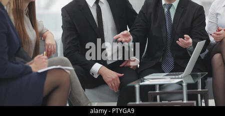 Positive young group of start upers planning their work Stock Photo