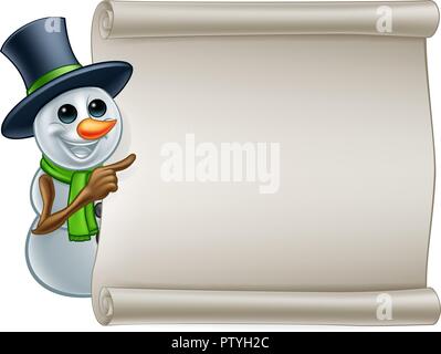 Snowman Christmas Sign Cartoon  Stock Vector