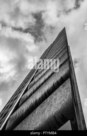 Low angle view of the Lauderdale tower, Barbican, City of London, UK. Stock Photo