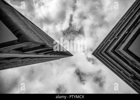 Low angle view of the Lauderdale tower, Barbican, City of London, UK. Stock Photo