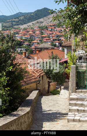 KRATOVO, MACEDONIA - JULY 21, 2018: Panoramic view of town of Kratovo, Republic of Macedonia Stock Photo