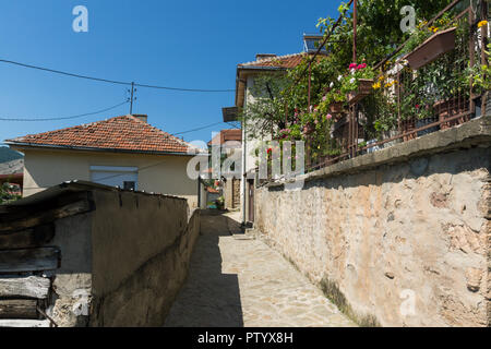 KRATOVO, MACEDONIA - JULY 21, 2018: Panoramic view of town of Kratovo, Republic of Macedonia Stock Photo